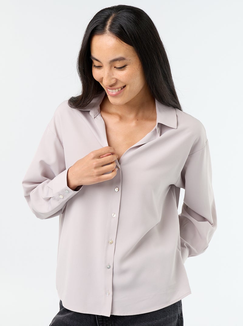 Camisa fluida lisa Bege - Kiabi