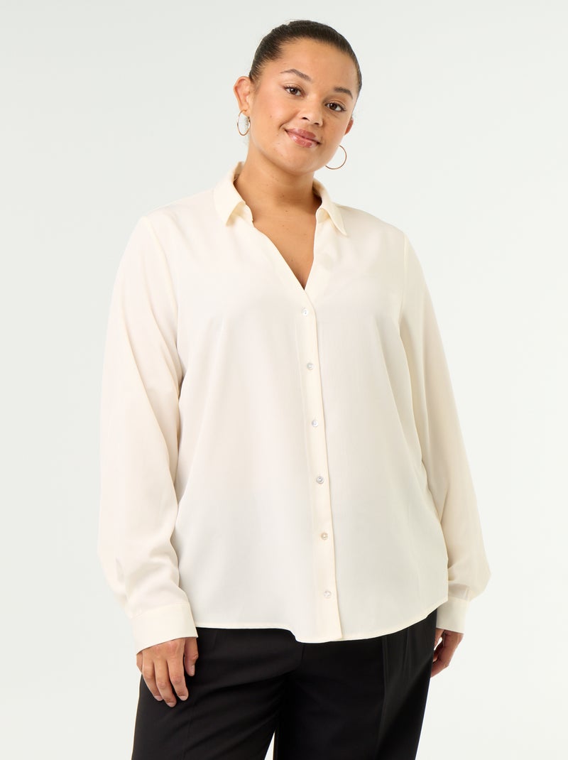 Camisa fluida lisa Bege - Kiabi
