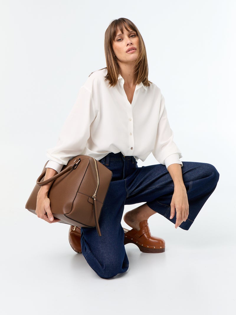 Camisa fluida lisa Branco - Kiabi