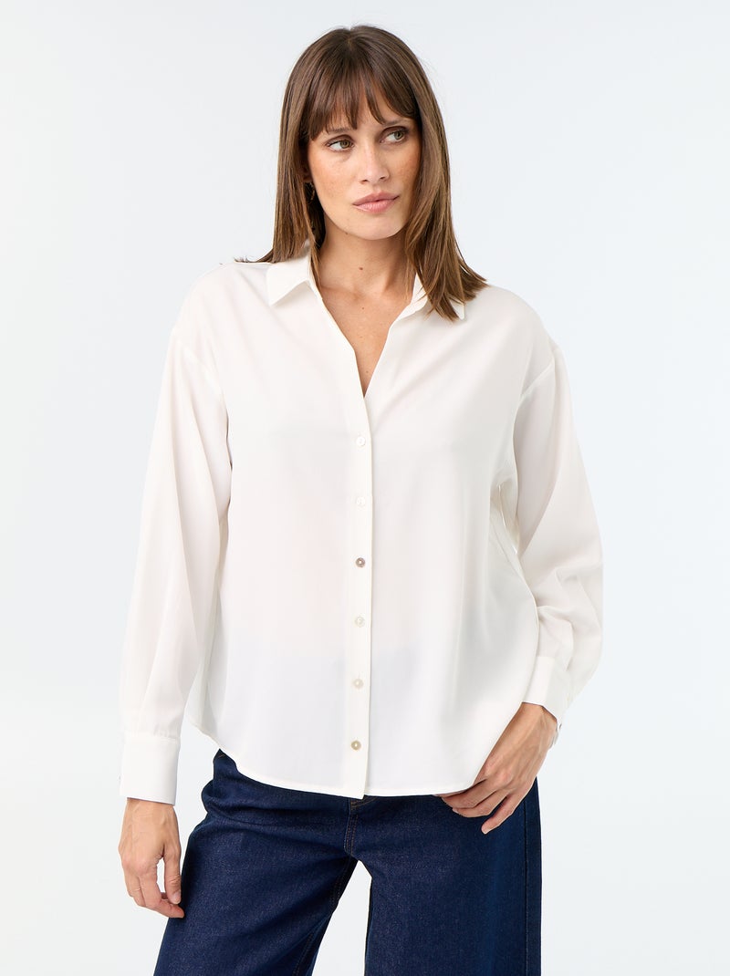 Camisa fluida lisa Branco - Kiabi