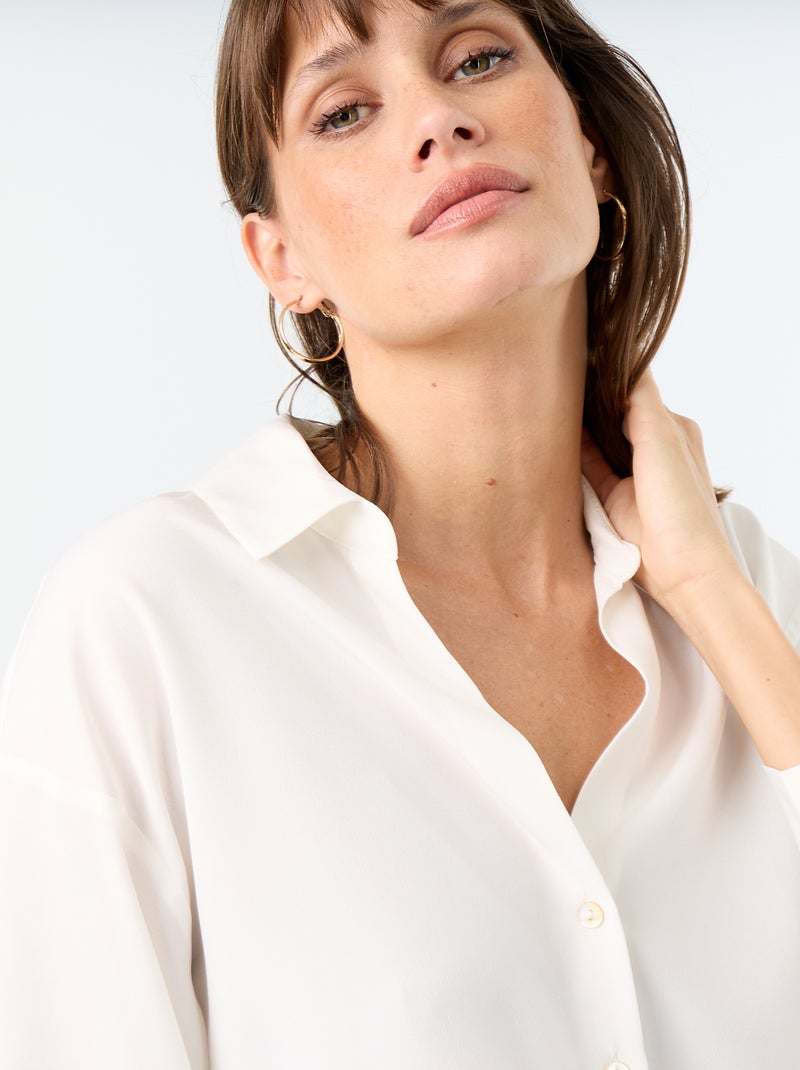 Camisa fluida lisa Branco - Kiabi