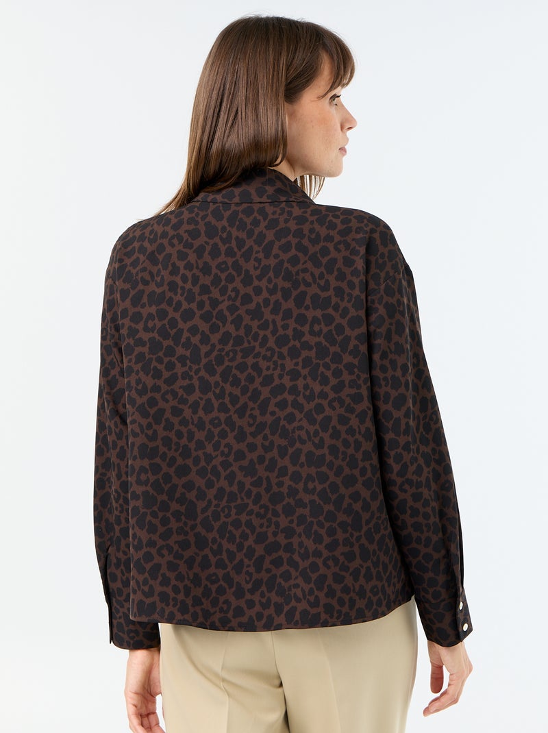 Camisa fluida lisa Castanho - Kiabi
