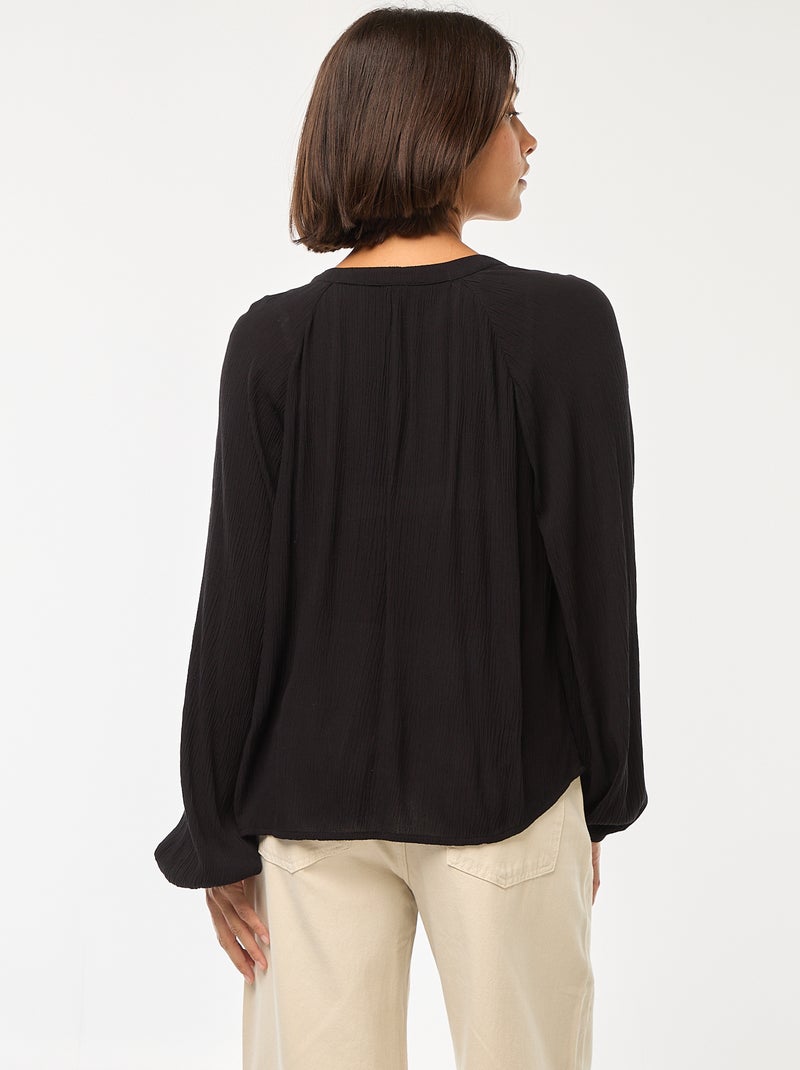 Camisa fluida lisa Preto - Kiabi