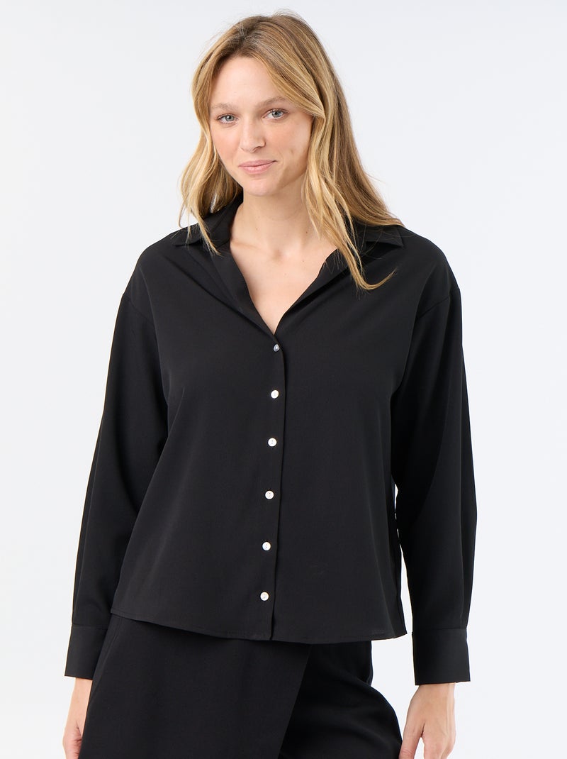 Camisa fluida lisa Preto - Kiabi