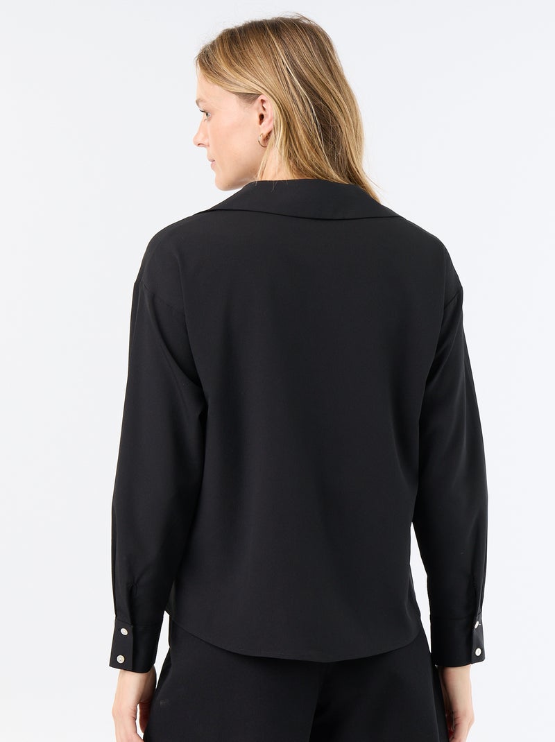 Camisa fluida lisa Preto - Kiabi