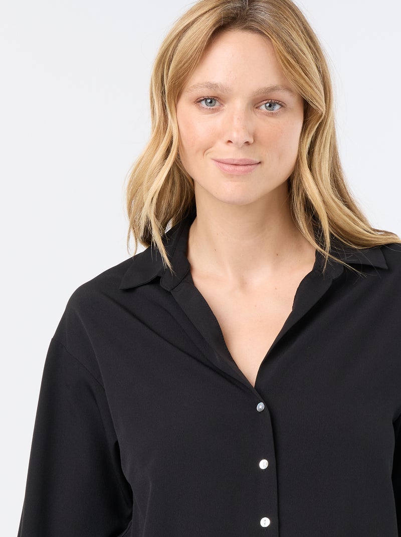 Camisa fluida lisa Preto - Kiabi