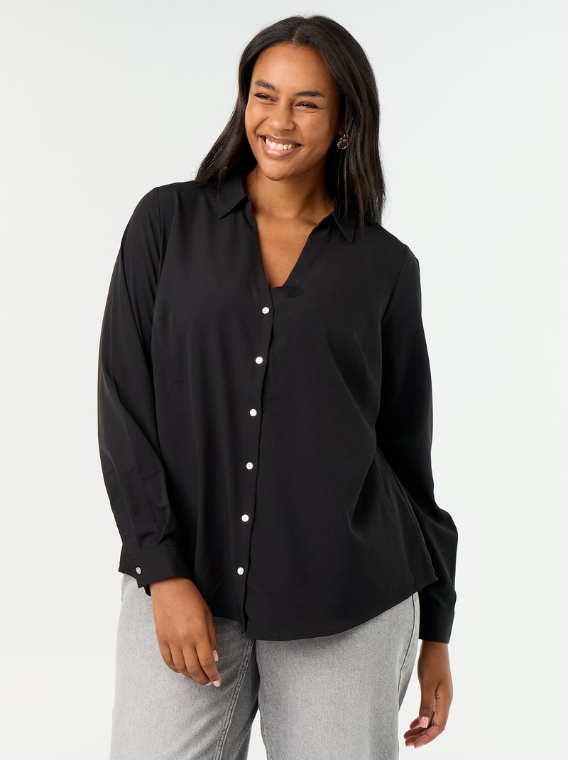 Camisa fluida lisa Preto - Kiabi