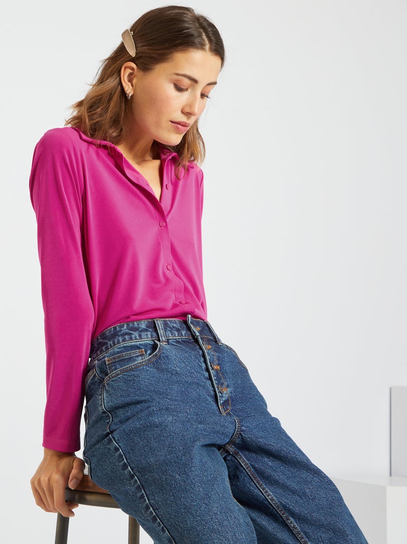 Camisa fluida lisa Rosa - Kiabi