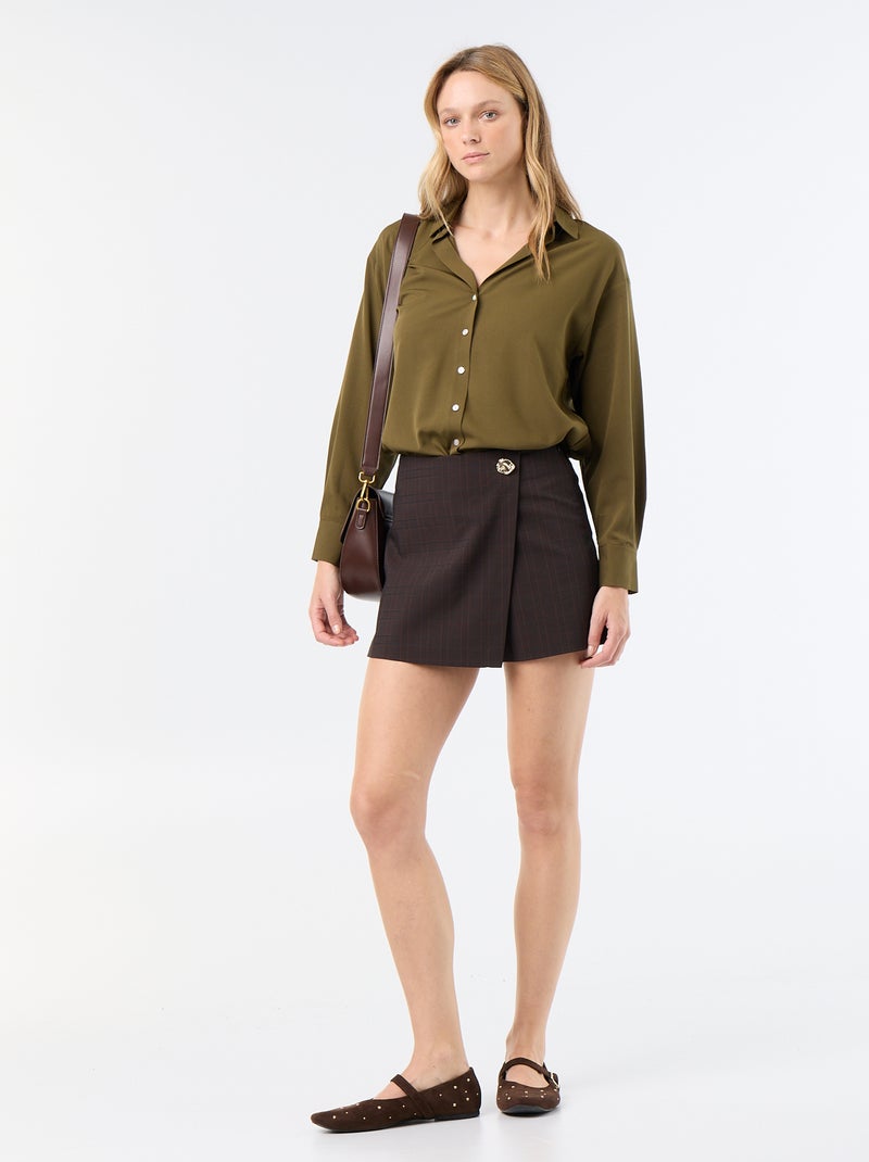 Camisa fluida lisa Verde - Kiabi