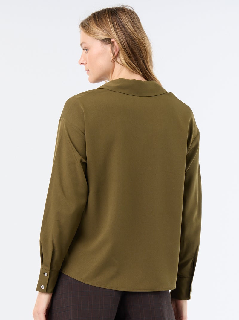 Camisa fluida lisa Verde - Kiabi