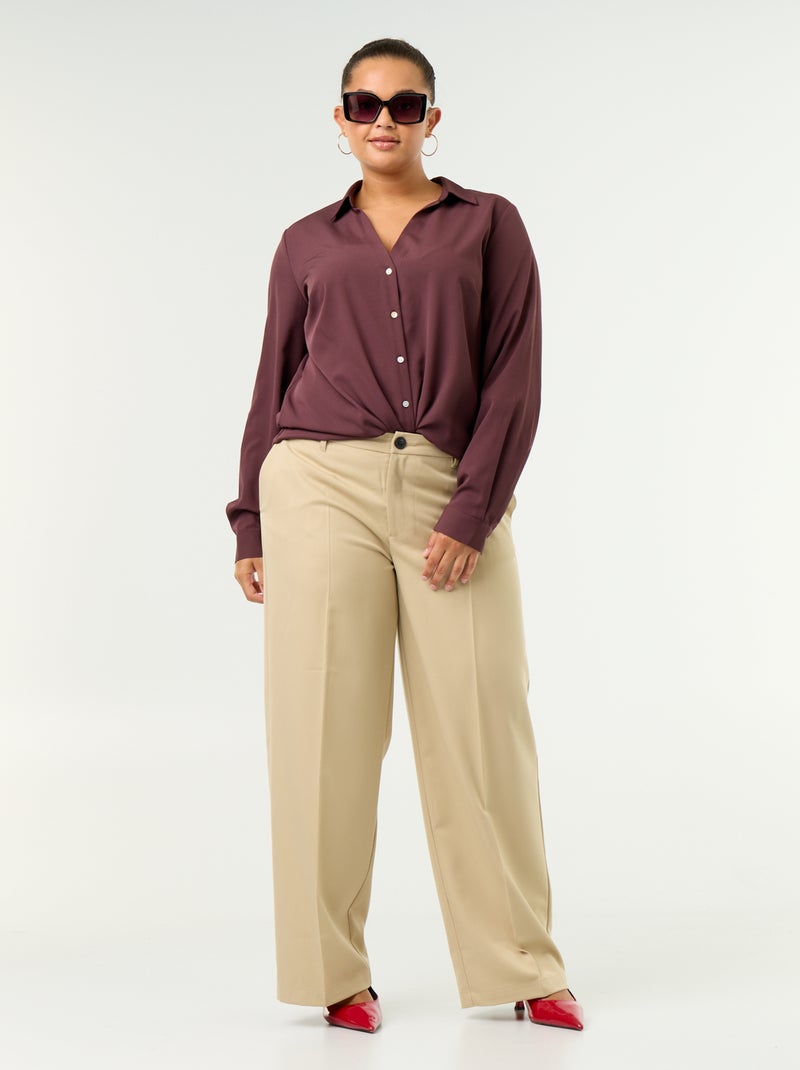 Camisa fluida lisa Violeta - Kiabi