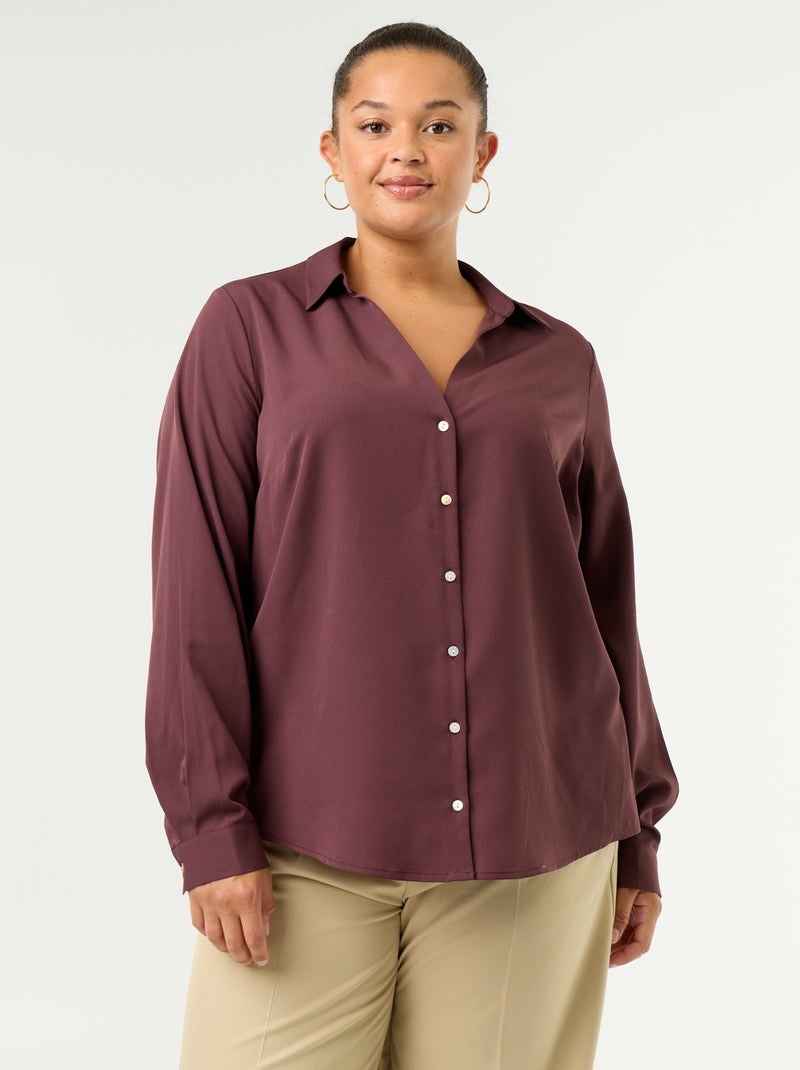 Camisa fluida lisa Violeta - Kiabi