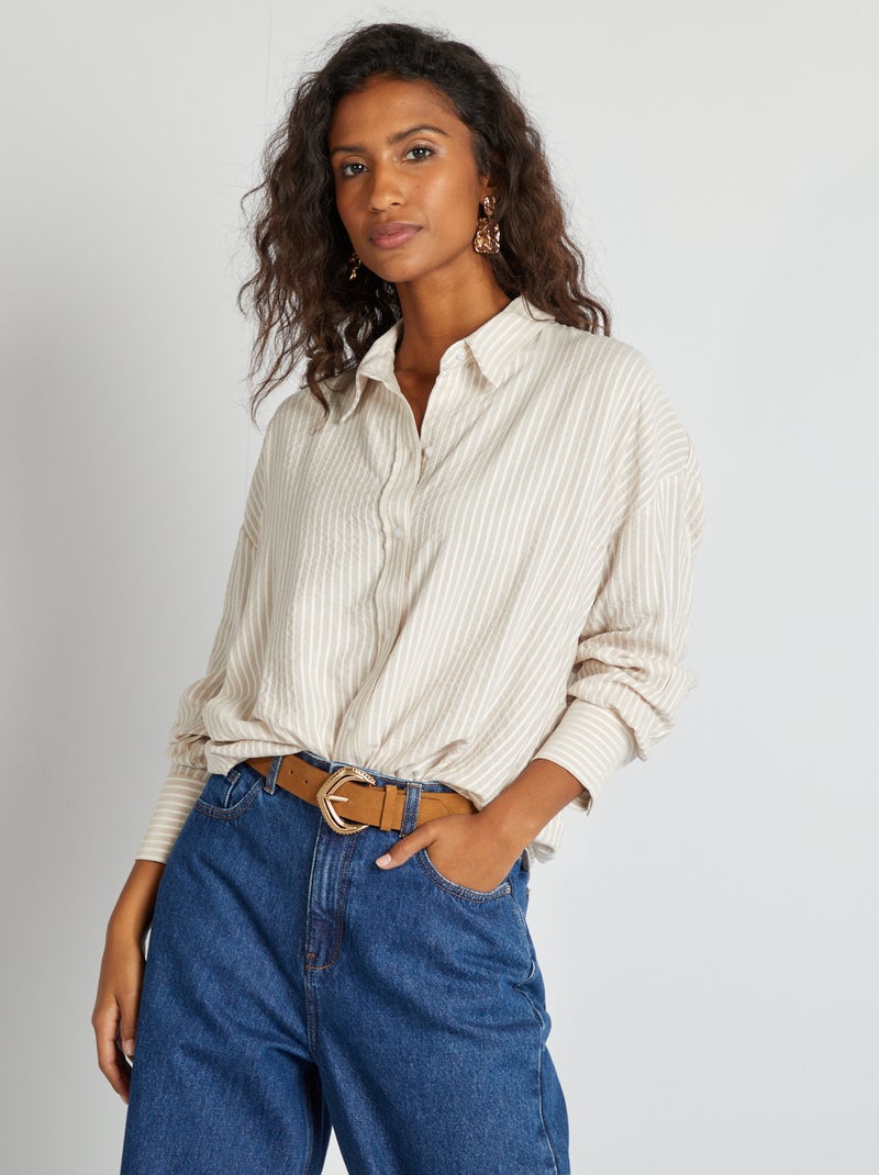 Camisa fluida oversize BEGE - Kiabi