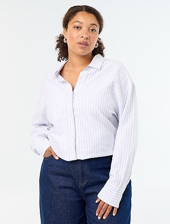 Camisa fluida oxford às riscas