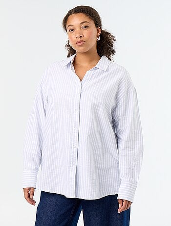 Camisa fluida oxford às riscas