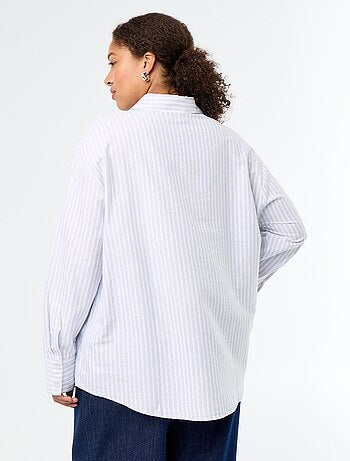 Camisa fluida oxford às riscas