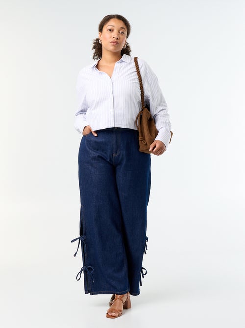 Camisa fluida oxford às riscas - Kiabi