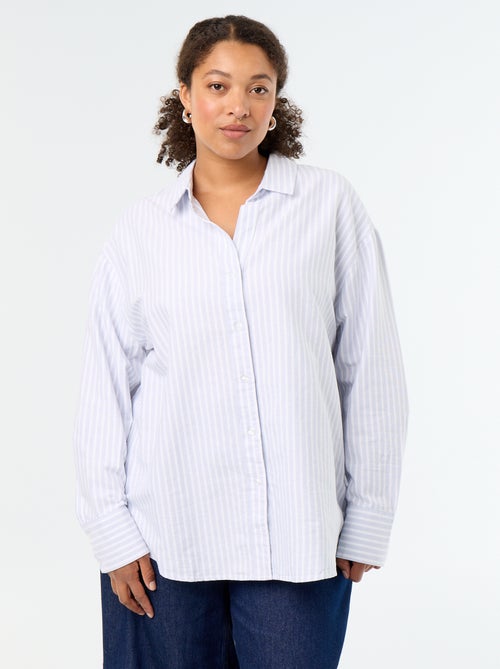 Camisa fluida oxford às riscas - Kiabi
