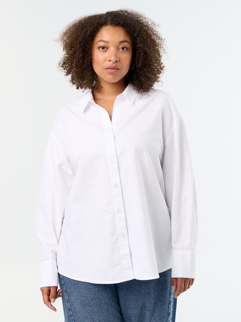 Camisa fluida oxford lisa Branco - Kiabi