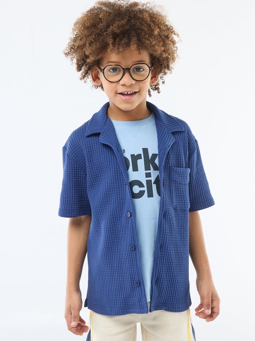 Camisa gofrada lisa - Kiabi