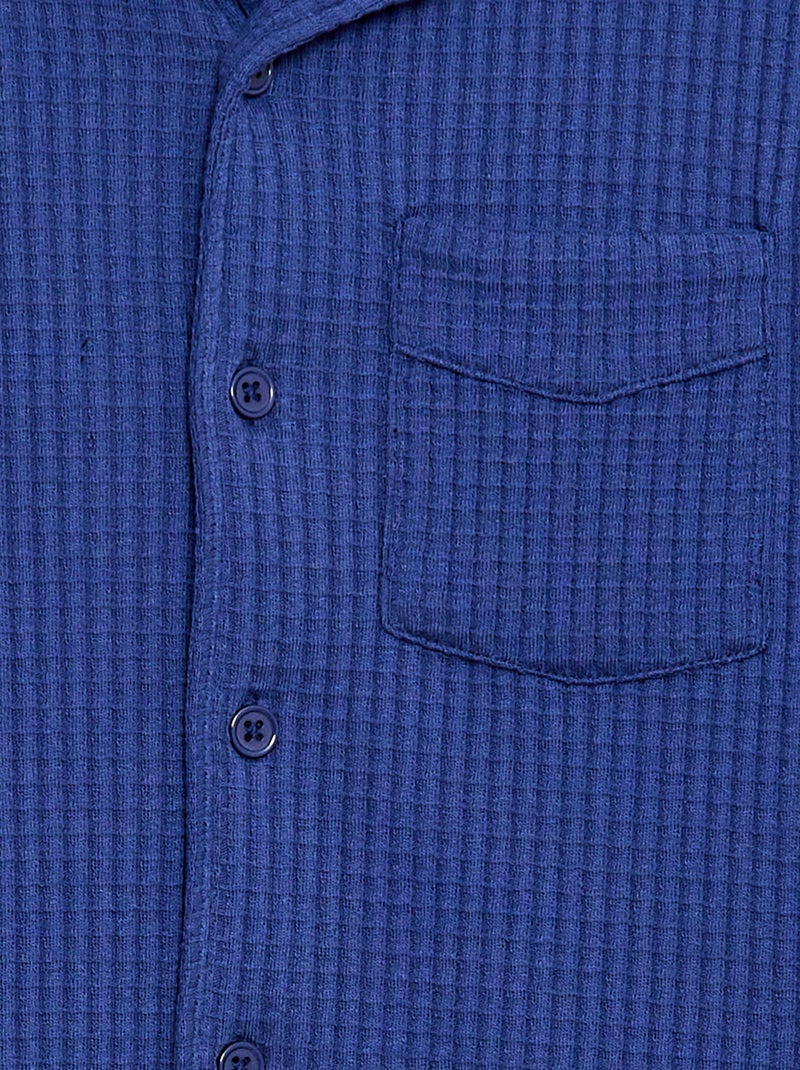 Camisa gofrada lisa Azul - Kiabi
