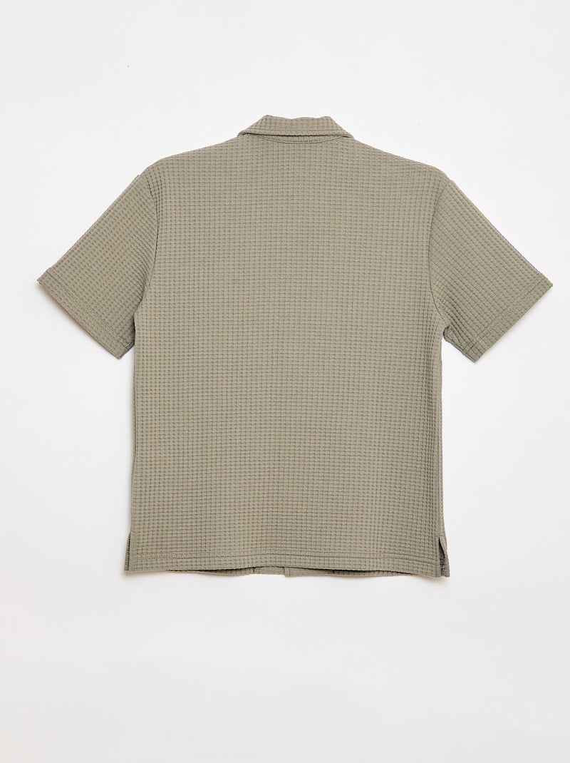 Camisa gofrada lisa Verde - Kiabi