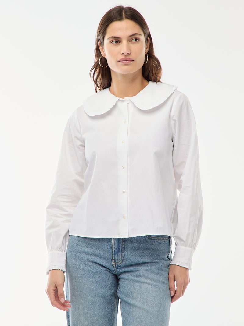 Camisa gola Claudine Branco - Kiabi