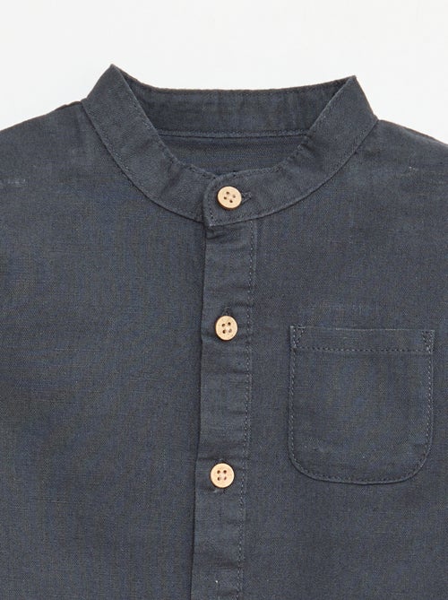 Camisa gola mao com mangas arregaçáveis - Kiabi