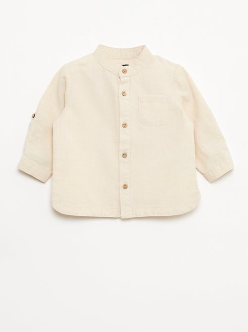 Camisa gola mao com mangas arregaçáveis - Kiabi