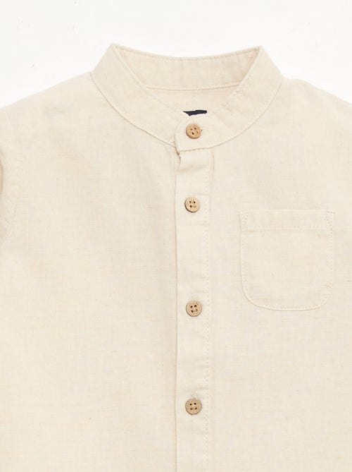 Camisa gola mao com mangas arregaçáveis - Kiabi