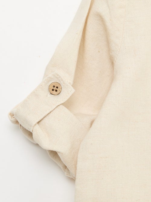 Camisa gola mao com mangas arregaçáveis - Kiabi