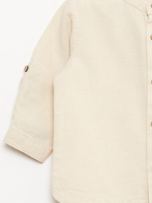 Camisa gola mao com mangas arregaçáveis - Kiabi