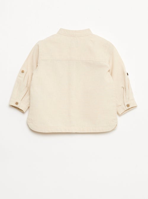 Camisa gola mao com mangas arregaçáveis - Kiabi