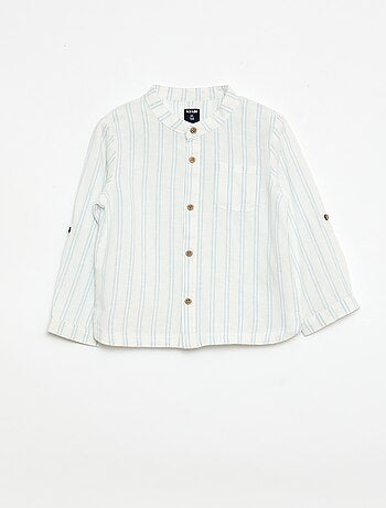 Camisa gola mao com mangas arregaçáveis