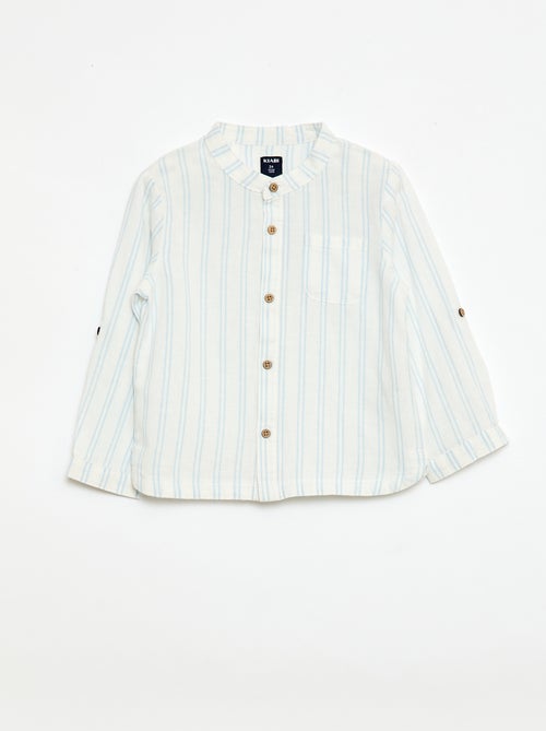 Camisa gola mao com mangas arregaçáveis - Kiabi