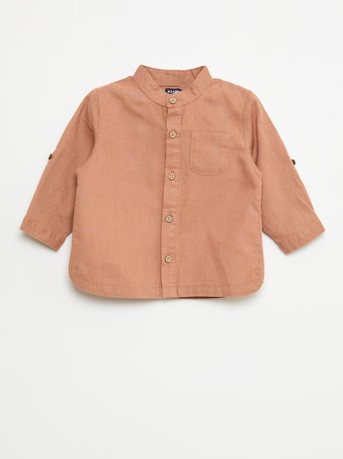 Camisa gola mao com mangas arregaçáveis - Kiabi