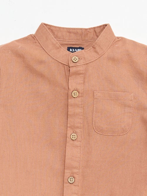 Camisa gola mao com mangas arregaçáveis - Kiabi