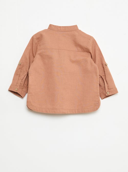 Camisa gola mao com mangas arregaçáveis - Kiabi