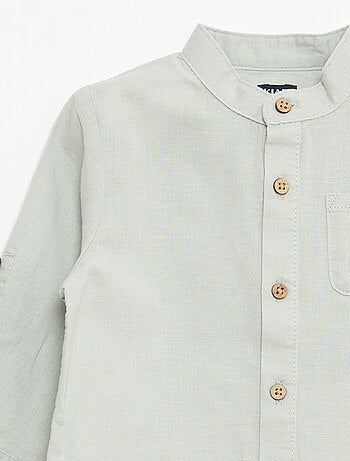 Camisa gola mao com mangas arregaçáveis