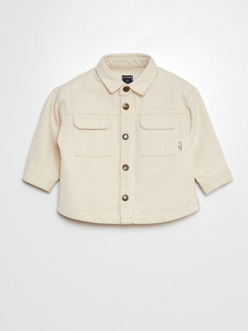 Camisa grossa com bolsos BRANCO - Kiabi