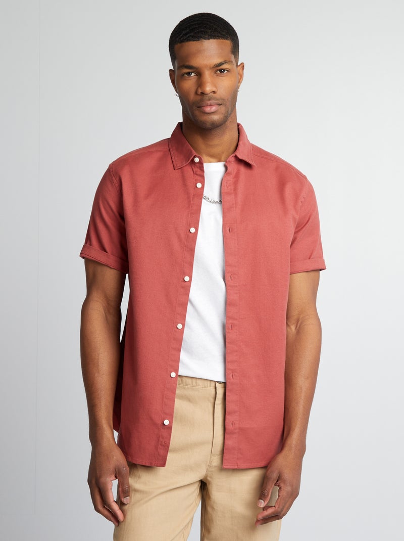 Camisa grossa de manga curta VERMELHO - Kiabi
