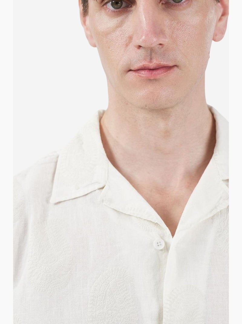 Camisa jacquard de corte regular com padrão paisley giesto Bege-argila - Kiabi