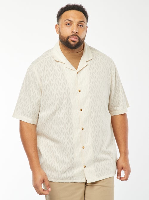 Camisa jacquard de manga curta - Kiabi