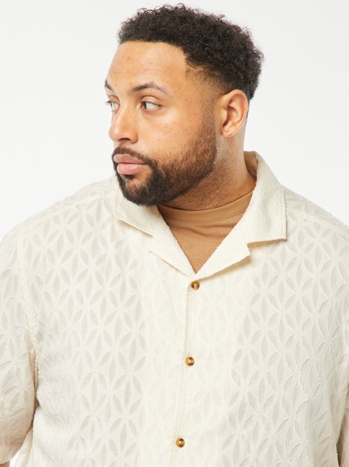 Camisa jacquard de manga curta - Kiabi