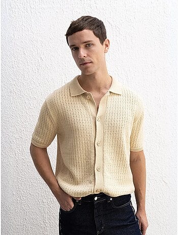 Camisa jacquard texturada com botões giesto