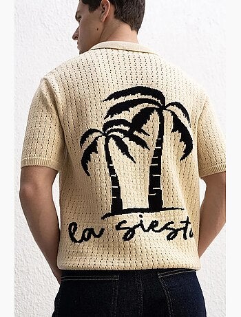 Camisa jacquard texturada com botões giesto