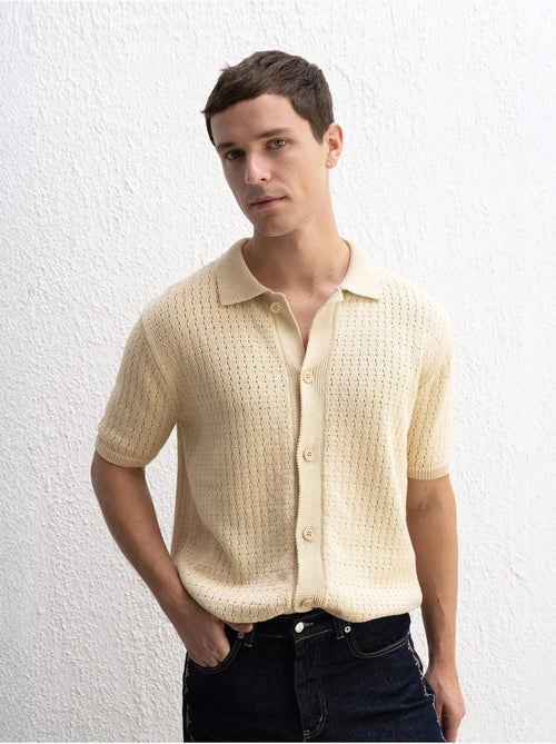 Camisa jacquard texturada com botões giesto - Kiabi