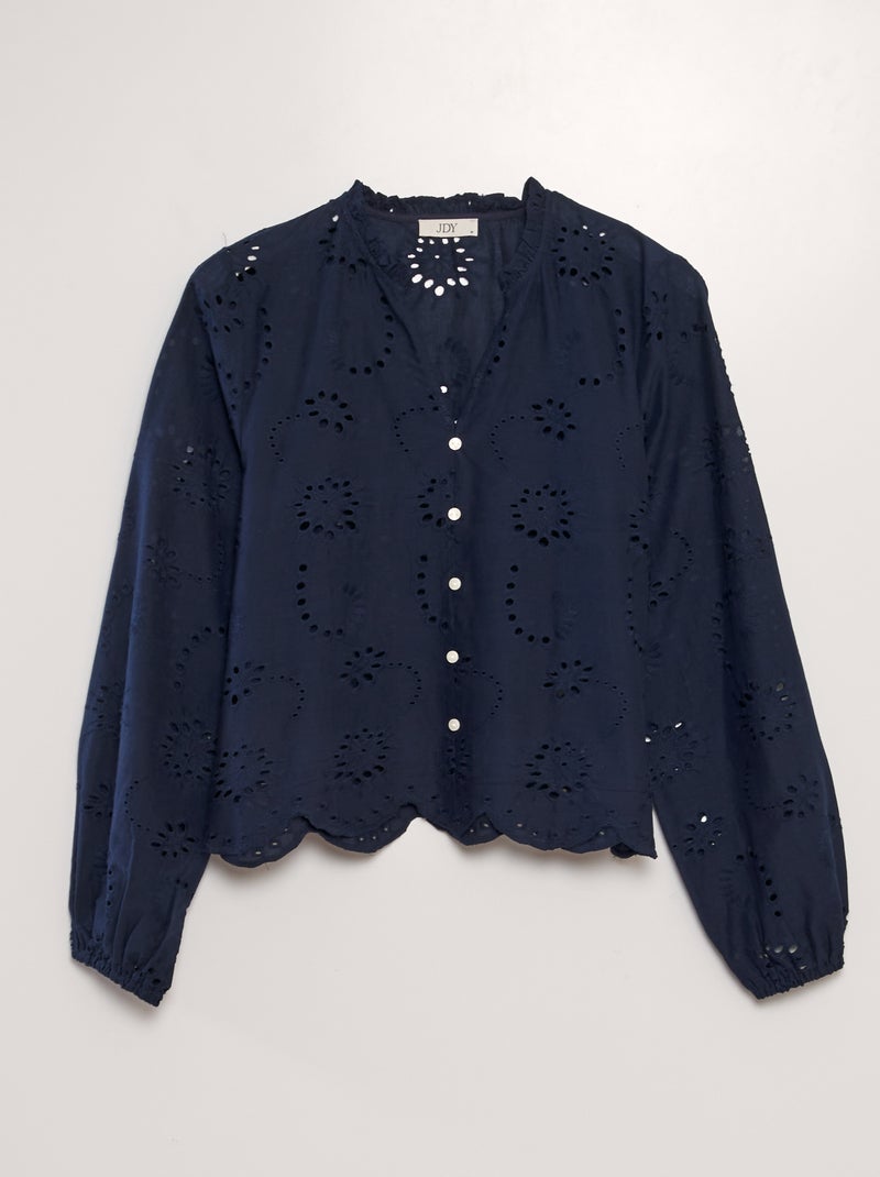 Camisa 'JDY' com bordado inglês AZUL - Kiabi