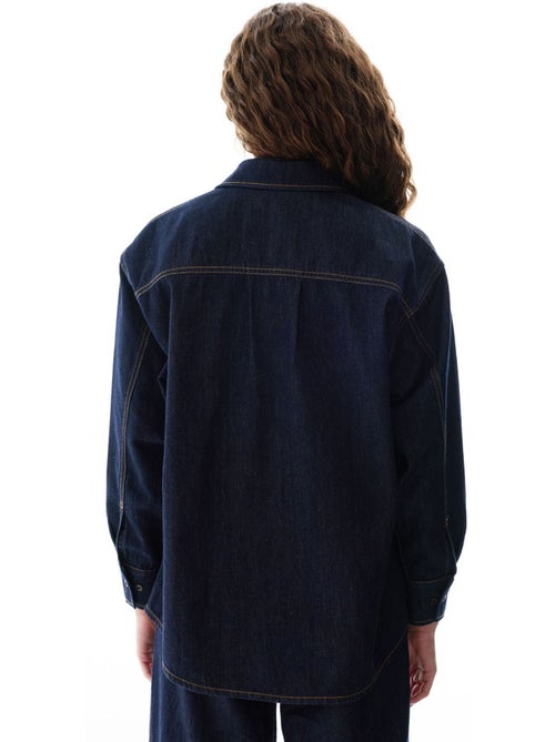 Camisa jeans com gola polo, botões e manga comprida penti - Kiabi