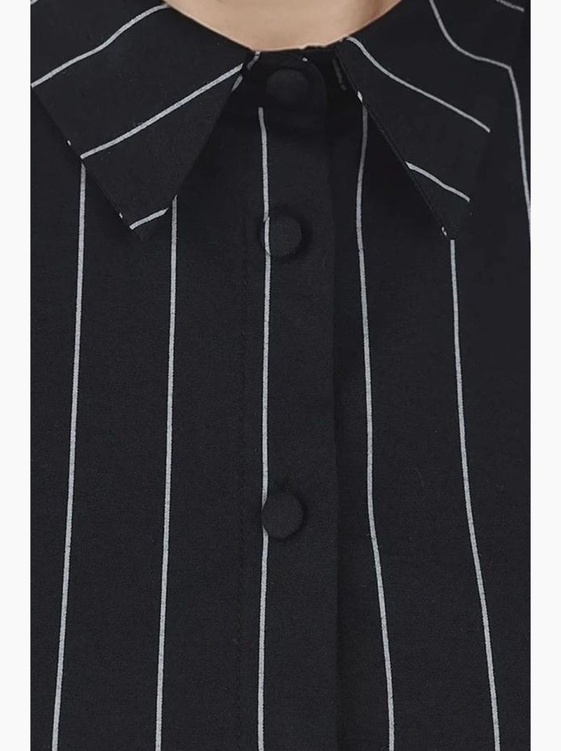 Camisa justa às riscas com botões hiccup Preto - Kiabi